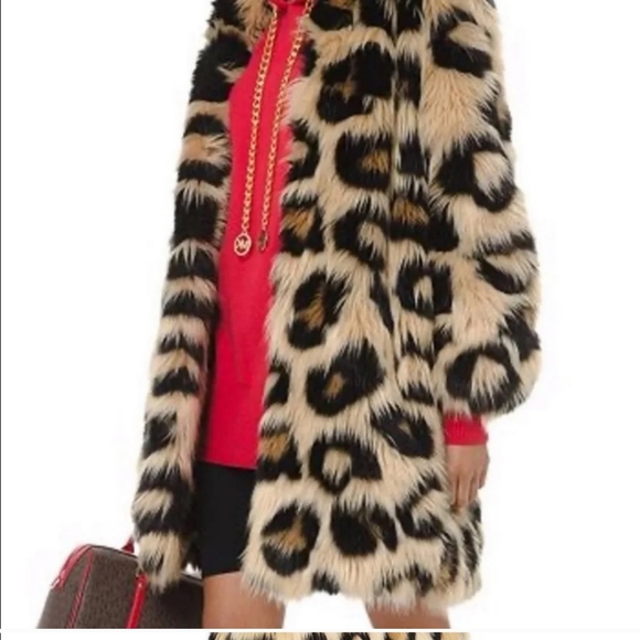Michael Kors Mega Cat Faux Fur Jacket Coat sz XS - Picture 5 of 12
